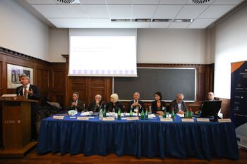 Panel debate on the future of Europe. From left:&amp;#160;Fabiano Schivardi, Sergio Fabbrini, Giuliano Amato, Marian Harkin, Jean-Claude Piris, Turkuler Isiksel, Yves Meny and&amp;#160;Giovanni Orsina.&amp;#160;